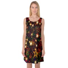 Christmas Xmas Stars Star Advent Background Sleeveless Satin Nightdress by Ravend