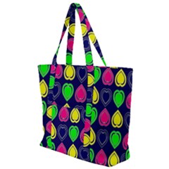 Blue Colorful Hearts Zip Up Canvas Bag by ConteMonfrey