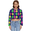 Blue Colorful Hearts Women s Lightweight Cropped Hoodie View1