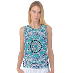 Blue Shades Mandala   Women s Basketball Tank Top by ConteMonfrey