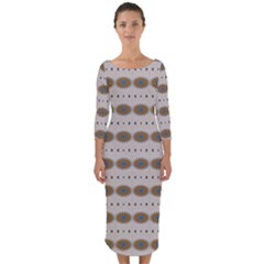 Balls Of Energy 70s Vibes Quarter Sleeve Midi Bodycon Dress by ConteMonfrey