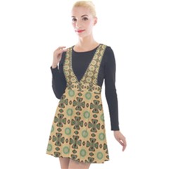 Abstracr Green Caramels Plunge Pinafore Velour Dress by ConteMonfrey