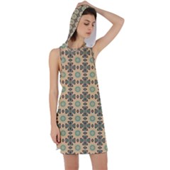 Abstract Green Caramels Racer Back Hoodie Dress by ConteMonfrey