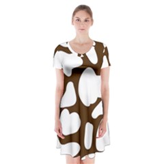 Brown White Cow Short Sleeve V-neck Flare Dress by ConteMonfrey