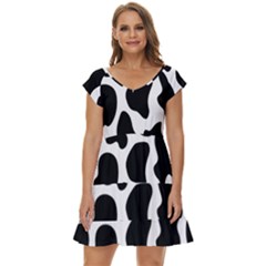 Cow Black And White Spots Short Sleeve Tiered Mini Dress by ConteMonfrey