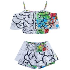 Brain Mind Psychology Idea Drawing Kids  Off Shoulder Skirt Bikini by Wegoenart