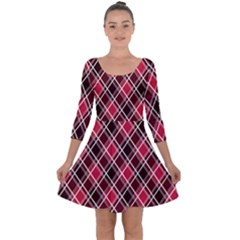 Geometric Quarter Sleeve Skater Dress by nateshop