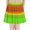 Orange And Green Blur Abstract Print Pleated Mini Skirt View1