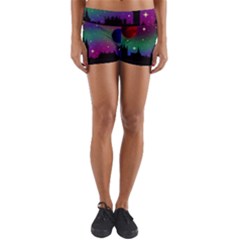 Illustration Clock Asteroid Comet Galaxy Yoga Shorts by Wegoenart