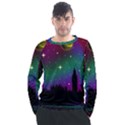 Illustration Clock Asteroid Comet Galaxy Men s Long Sleeve Raglan Tee View1