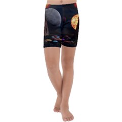 Eye Of Sauron Space Mushroom Moon Kids  Lightweight Velour Capri Yoga Leggings by Wegoenart