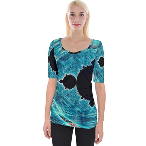 Mandelbrot Apple Fractal Abstract Wide Neckline Tee by Wegoenart