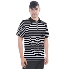 Striped-skull Demonic Skulls-stripe Men s Polo Tee by Casemiro