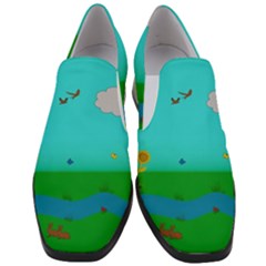 Frog Log Stream River Wallpaper Women Slip On Heel Loafers by Ravend