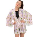 Giraffe Pattern Art Background Long Sleeve Kimono View1