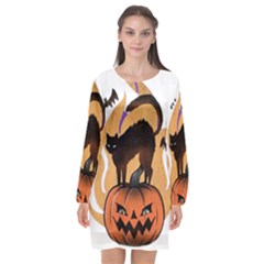 Halloween Long Sleeve Chiffon Shift Dress  by Sparkle