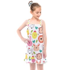 Cute Animals Cartoon Seamless Background Kids  Overall Dress by danenraven