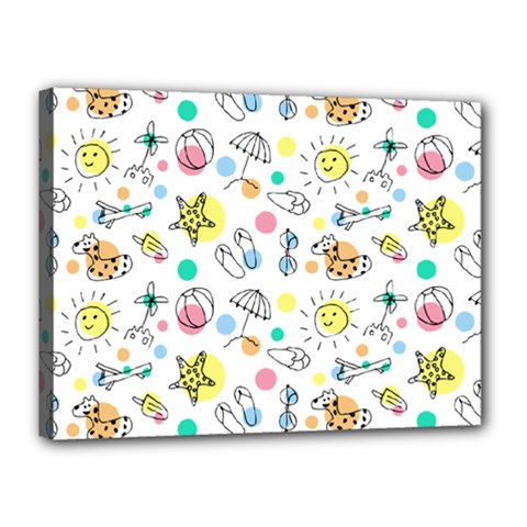 Summer Pattern Colorful Drawing Doodle Canvas 16  X 12  (stretched) by danenraven