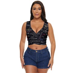 Black Background Text Overlay  Mathematics Formula Women s Sleeveless Wrap Top by danenraven