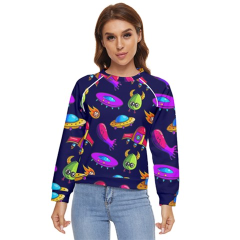 Space Pattern Women s Long Sleeve Raglan Tee by Ravend