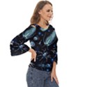 Colorful Abstract Pattern Consisting Glowing Lights Luminescent Images Marine Plankton Dark Cut Out Wide Sleeve Top View3