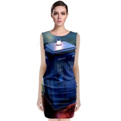 The Police Box Tardis Time Travel Device Used Doctor Who Sleeveless Velvet Midi Dress by Jancukart