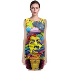 Psychedelic Rock Jimi Hendrix Sleeveless Velvet Midi Dress by Jancukart