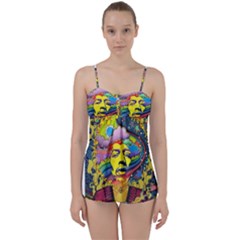 Psychedelic Rock Jimi Hendrix Babydoll Tankini Set by Jancukart