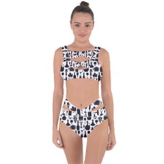 Wine Pattern Black White Bandaged Up Bikini Set  by Jancukart