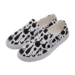 Wine Pattern Black White Women s Canvas Slip Ons by Jancukart