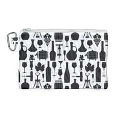 Wine Pattern Black White Canvas Cosmetic Bag (large) by Jancukart