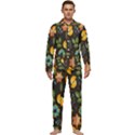 Christmas Seamless Pattern Men s Long Sleeve Velvet Pocket Pajamas Set View1