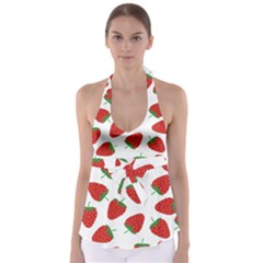 Seamless-pattern-fresh-strawberry Babydoll Tankini Top by Jancukart