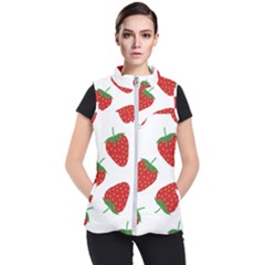 Seamless-pattern-fresh-strawberry Women s Puffer Vest by Jancukart