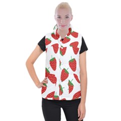 Seamless-pattern-fresh-strawberry Women s Button Up Vest by Jancukart