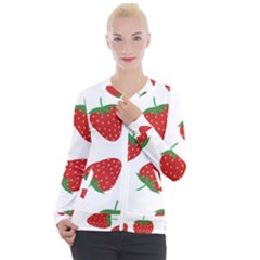 Seamless-pattern-fresh-strawberry Casual Zip Up Jacket by Jancukart