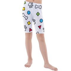 Dog Paw Seamless Pattern Footprint Bone Kids  Mid Length Swim Shorts by Jancukart