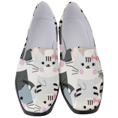 Cute-cat-couple-seamless-pattern-cartoon Women s Classic Loafer Heels by Jancukart