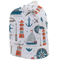 Nautical-elements-pattern-background Zip Bottom Backpack by Jancukart