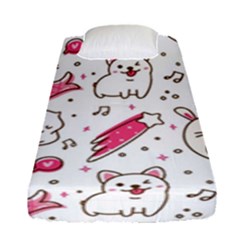 Cute-animals-seamless-pattern-kawaii-doodle-style Fitted Sheet (single Size) by Jancukart