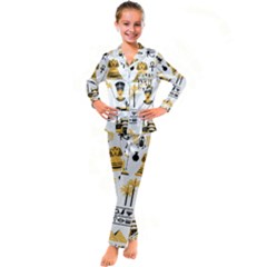 Egypt-symbols-decorative-icons-set Kid s Satin Long Sleeve Pajamas Set by Jancukart