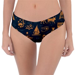 Dark-seamless-pattern-symbols-landmarks-signs-egypt Reversible Classic Bikini Bottoms by Jancukart