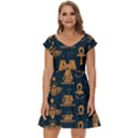 Dark-seamless-pattern-symbols-landmarks-signs-egypt Short Sleeve Tiered Mini Dress View1