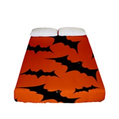 Halloween Card With Bats Flying Pattern Fitted Sheet (full/ Double Size) by Wegoenart