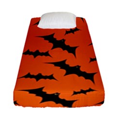 Halloween Card With Bats Flying Pattern Fitted Sheet (single Size) by Wegoenart