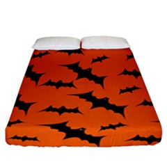 Halloween Card With Bats Flying Pattern Fitted Sheet (california King Size) by Wegoenart