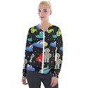 Seamless Pattern With Space Object Ufo Rocket Alien Hand Drawn Element Space Velvet Zip Up Jacket View1