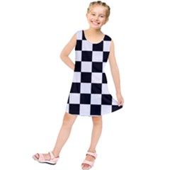 Chess Board Background Design Kids  Tunic Dress by Wegoenart