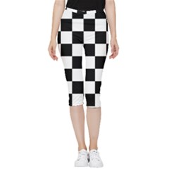 Chess Board Background Design Inside Out Lightweight Velour Capri Leggings  by Wegoenart