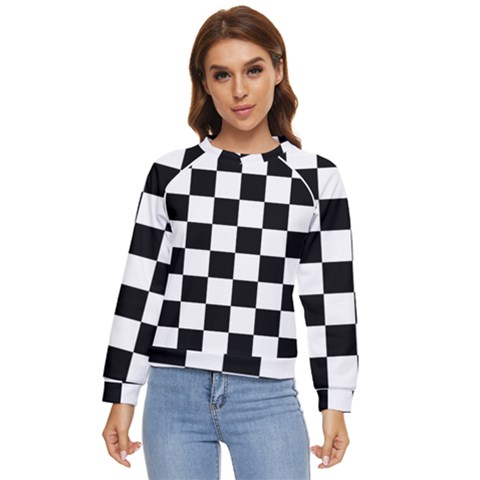 Chess Board Background Design Women s Long Sleeve Raglan Tee by Wegoenart